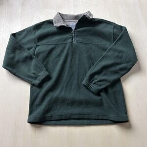 Y2K Starting Point Sweatshirt Mens Large Green Fleece 1/4 Zip Pullover Mock Neck